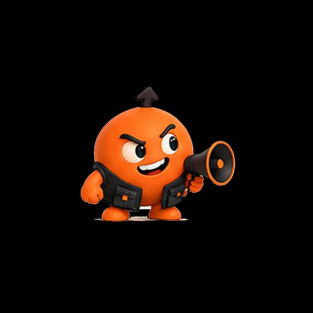 Shor, BidKaro’s orange mascot with a megaphone